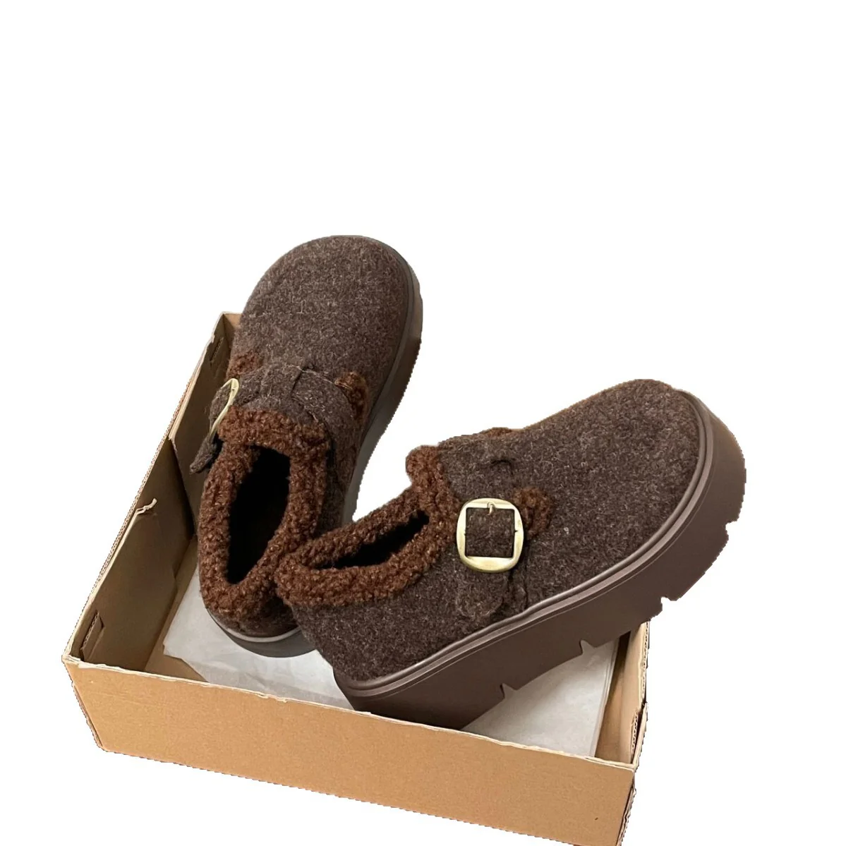 Damen gemütliche Clogs mit kuscheligem Kunstfell und modischem Schnallenverschluss Heidi Mode - Image 5