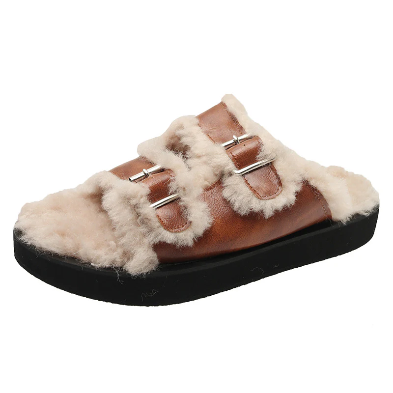 Damen Gemütliche Clogs mit verstellbaren Riemen und flauschigem Innenfutter Heidi Mode - Image 5