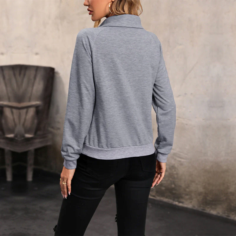 Bequemes Langarm Damen Sweatshirt mit Kragen Heidi-Mode - Image 3
