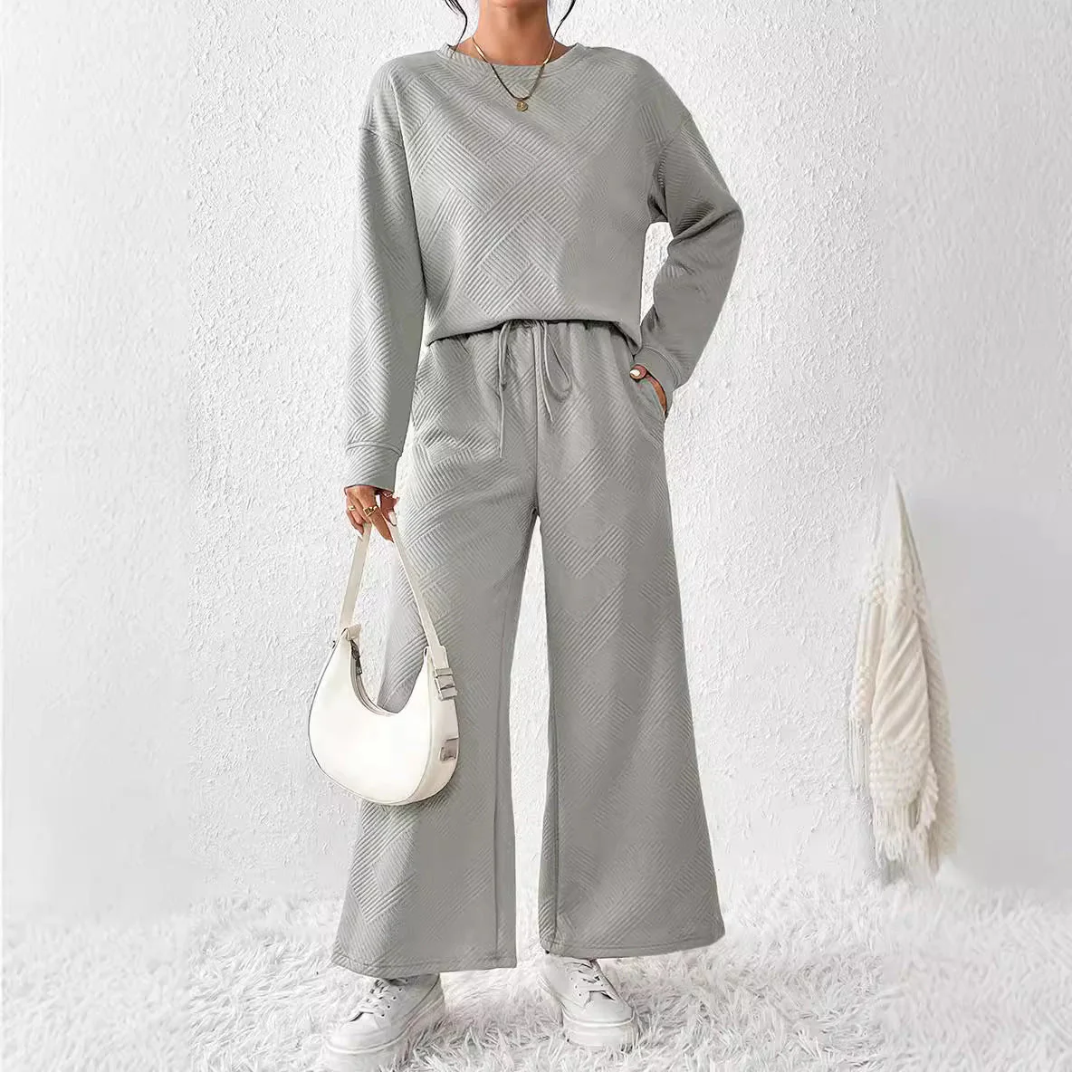 Damen Gemütliches Lounge-Set mit Strukturiertem Muster Heidi-Mode - Image 2