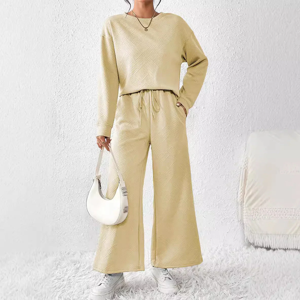 Damen Gemütliches Lounge-Set mit Strukturiertem Muster Heidi-Mode - Image 3