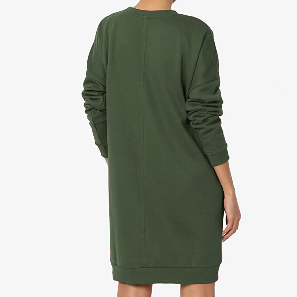 Damen gemütliches Sweatkleid mit praktischen Seitentaschen und lockerem Schnitt Heidi-Mode - Image 4