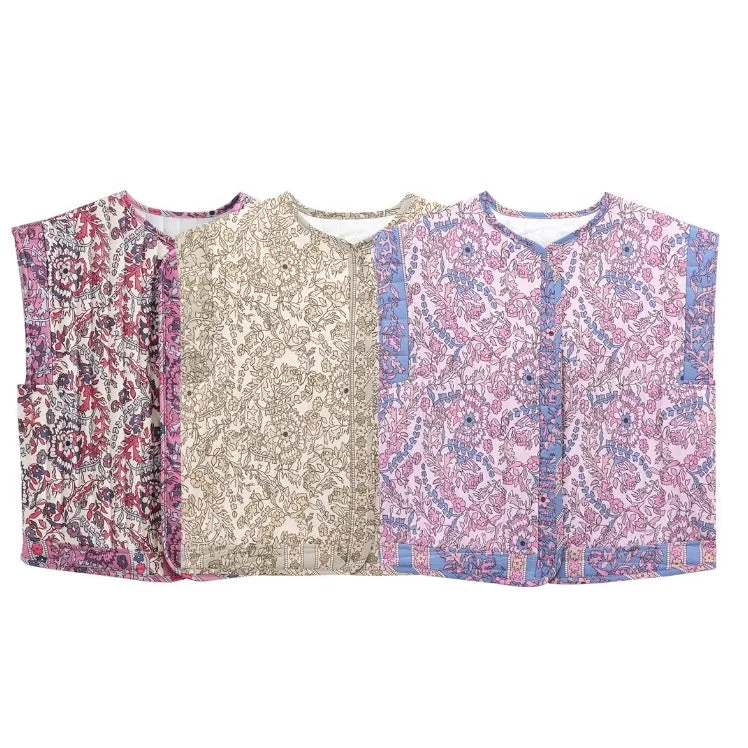 Damen Gesteppte Weste mit Floralem Design und Praktischen Taschen Heidi-Mode - Image 5