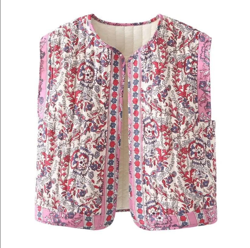 Damen Gesteppte Weste mit Floralem Design und Praktischen Taschen Heidi-Mode - Image 6