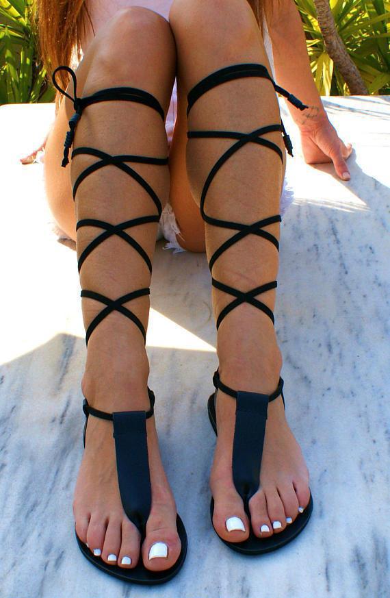 Damen Gladiator-Sandalen mit Gekreuzten Riemen und Verstellbarem Knöchelverschluss Heidi-Mode - Image 2
