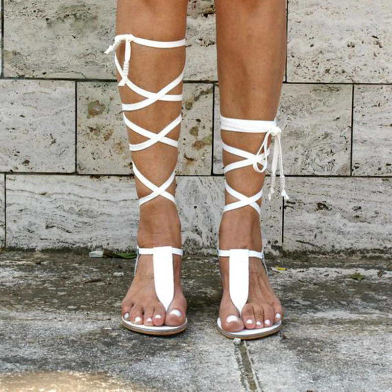 Damen Gladiator-Sandalen mit Gekreuzten Riemen und Verstellbarem Knöchelverschluss Heidi-Mode - Image 6