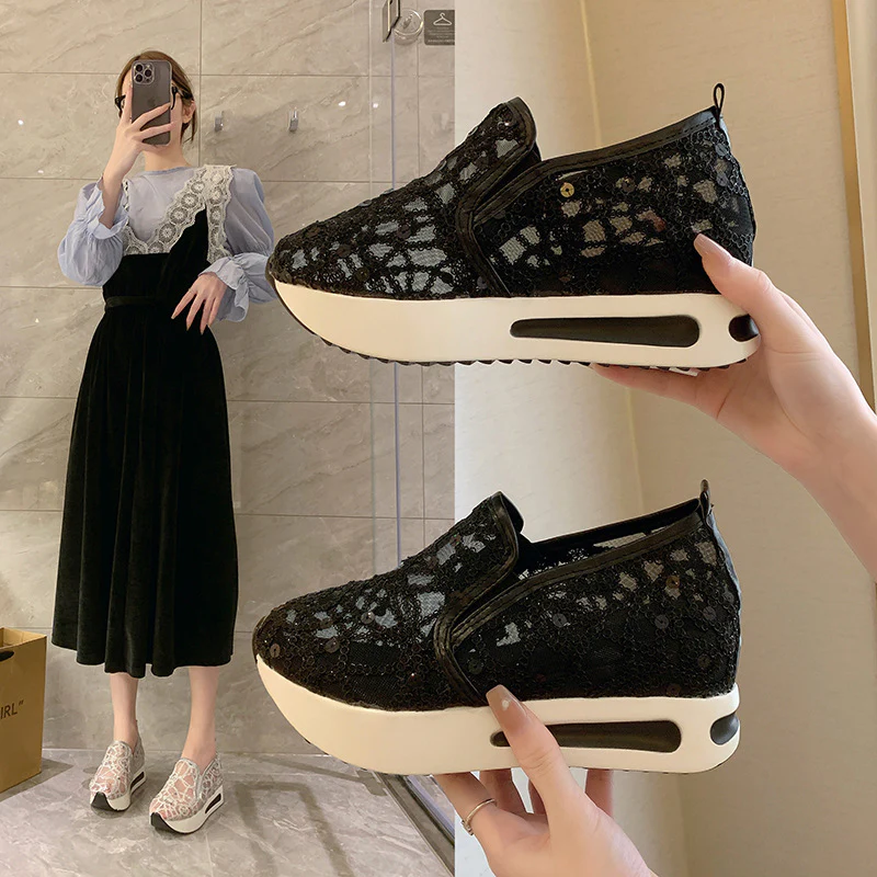 Damen Glamouröse Slip-On Sneakers mit funkelndem Material und bequemer Sohle Heidi Mode - Image 2