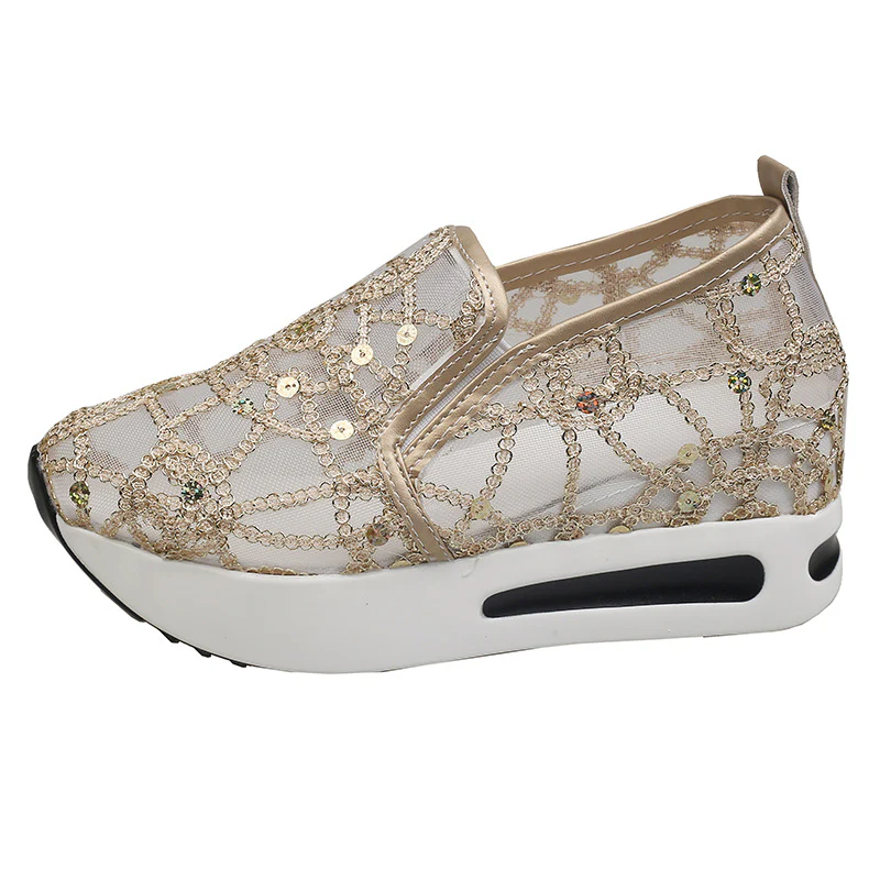 Damen Glamouröse Slip-On Sneakers mit funkelndem Material und bequemer Sohle Heidi Mode - Image 5
