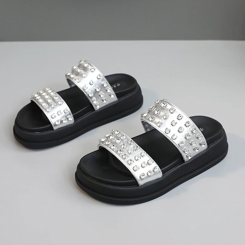 Damen Glamouröse Strandsandalen mit funkelnden Kristall-Applikationen Heidi Mode - Image 6