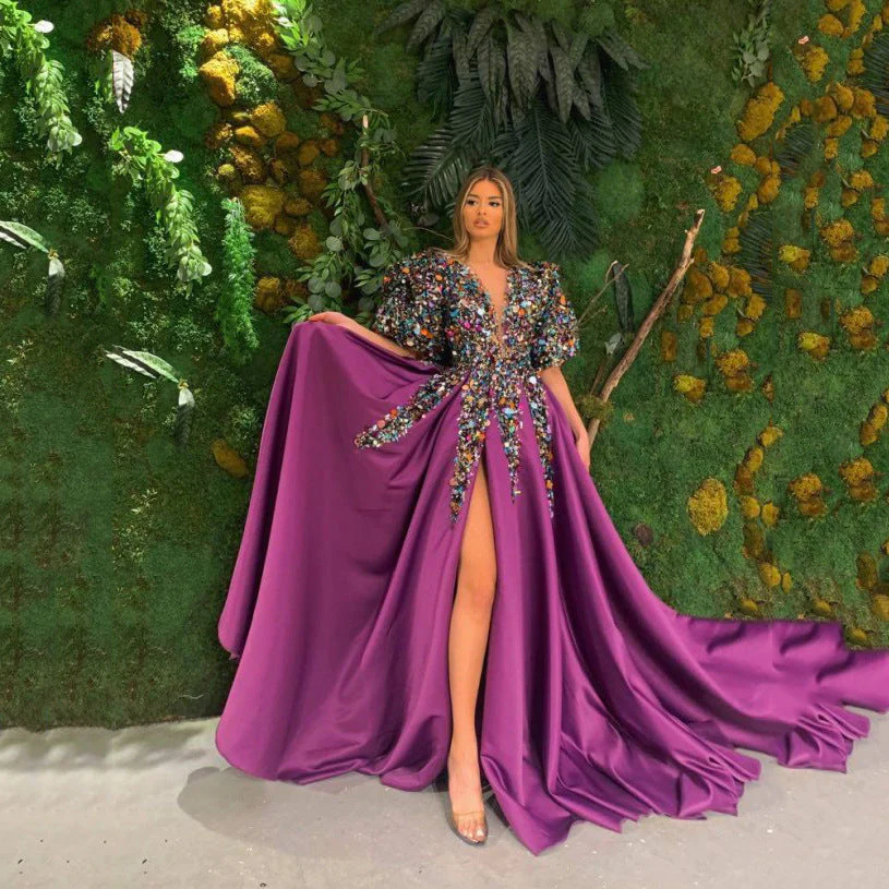 Damen Glamouröses Abendkleid mit Voluminösen Puffärmeln und Funkelndem Dekolleté Heidi-Mode - Image 2