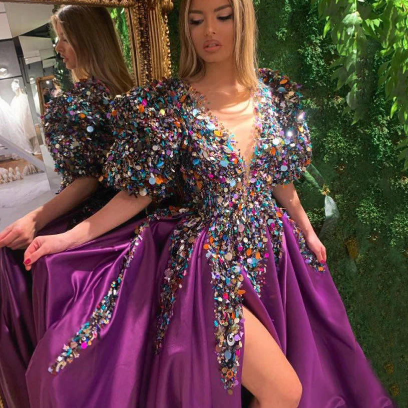 Damen Glamouröses Abendkleid mit Voluminösen Puffärmeln und Funkelndem Dekolleté Heidi-Mode - Image 4