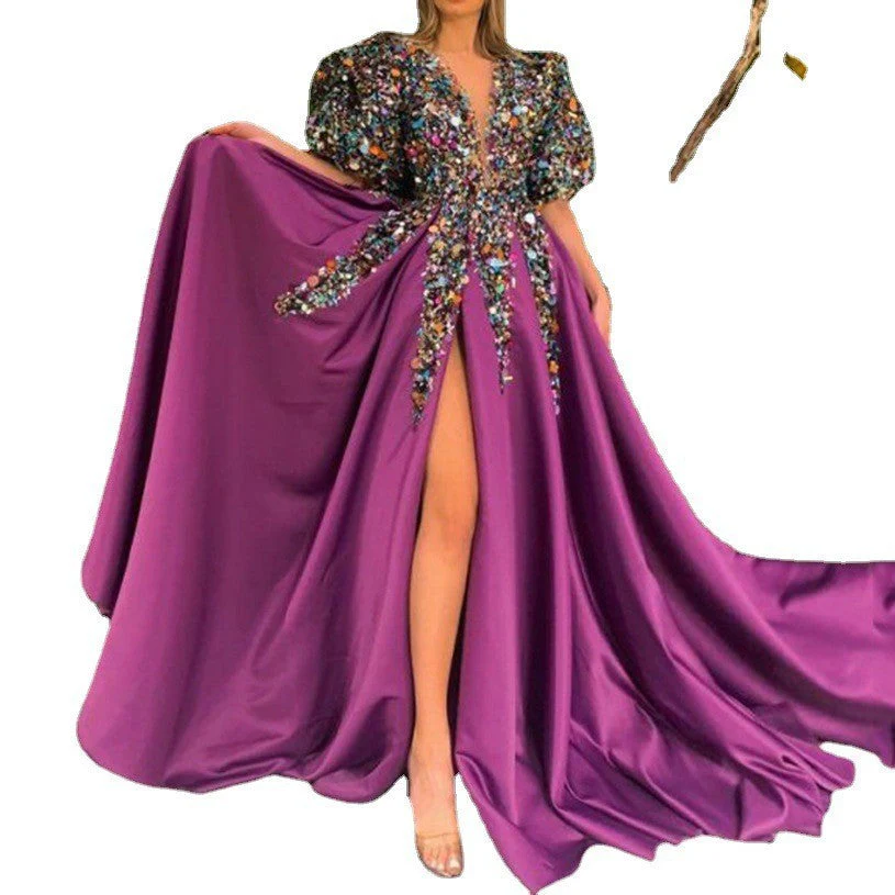 Damen Glamouröses Abendkleid mit Voluminösen Puffärmeln und Funkelndem Dekolleté Heidi-Mode - Image 5