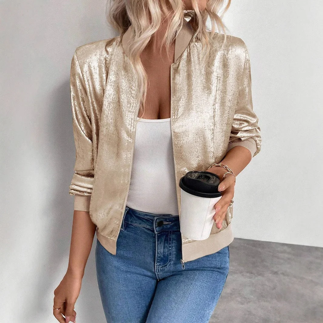 Damen Glänzende Bomberjacke mit Elegantem Schnitt Heidi-Mode - Image 6