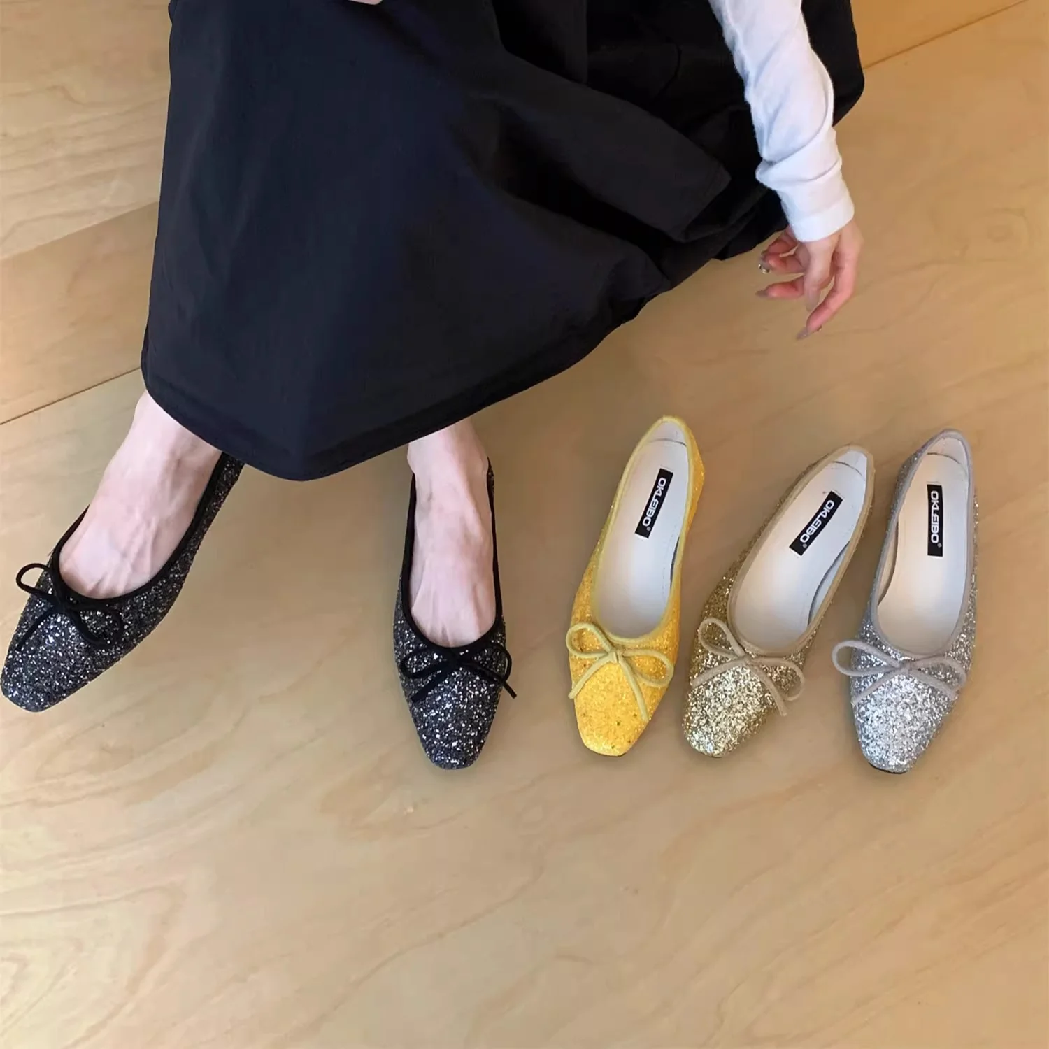 Damen Glitzernde Ballerinas mit eleganter Schleife und komfortabler Innensohle Heidi Mode - Image 2