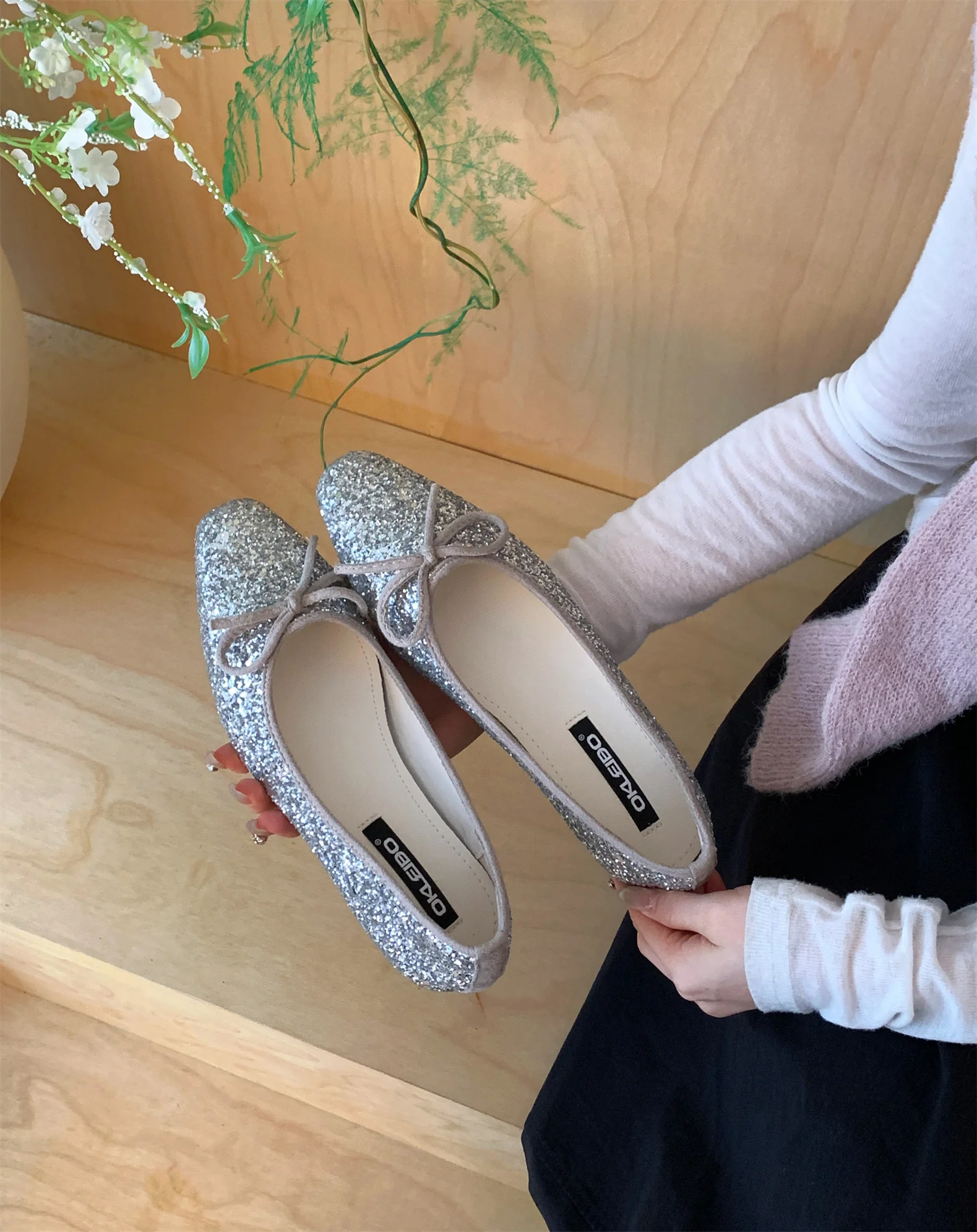 Damen Glitzernde Ballerinas mit eleganter Schleife und komfortabler Innensohle Heidi Mode - Image 7
