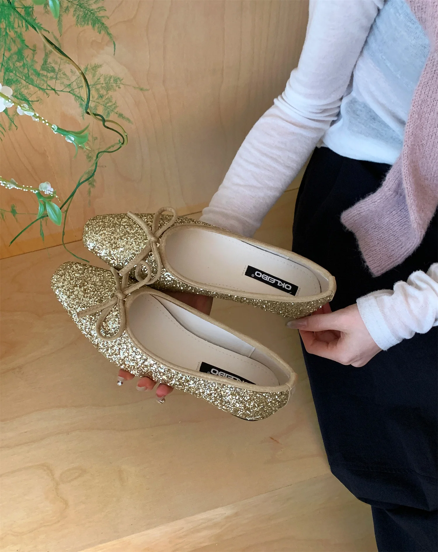 Damen Glitzernde Ballerinas mit eleganter Schleife und komfortabler Innensohle Heidi Mode - Image 9