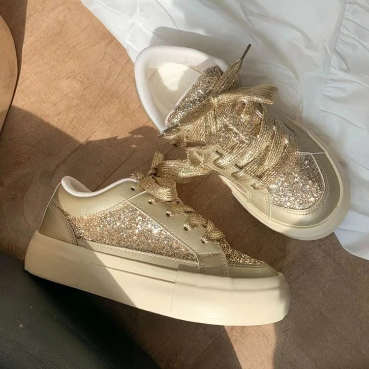 Damen Glitzernde Freizeit-Sneaker mit atmungsaktivem Obermaterial und rutschfester Sohle Heidi Mode - Image 3