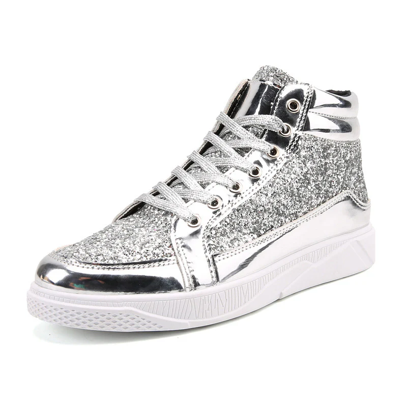 Damen Glitzernde High-Top Sneakers mit reflektierender Oberfläche und rutschfester Sohle Heidi Mode - Image 2
