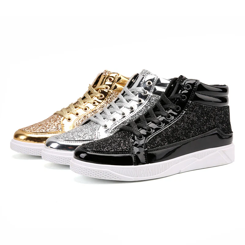 Damen Glitzernde High-Top Sneakers mit reflektierender Oberfläche und rutschfester Sohle Heidi Mode - Image 5