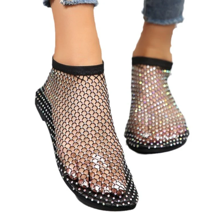Damen Glitzernde Netzschuhe mit offener Zehenpartie und auffälligen Strasssteinen Heidi Mode - Image 5