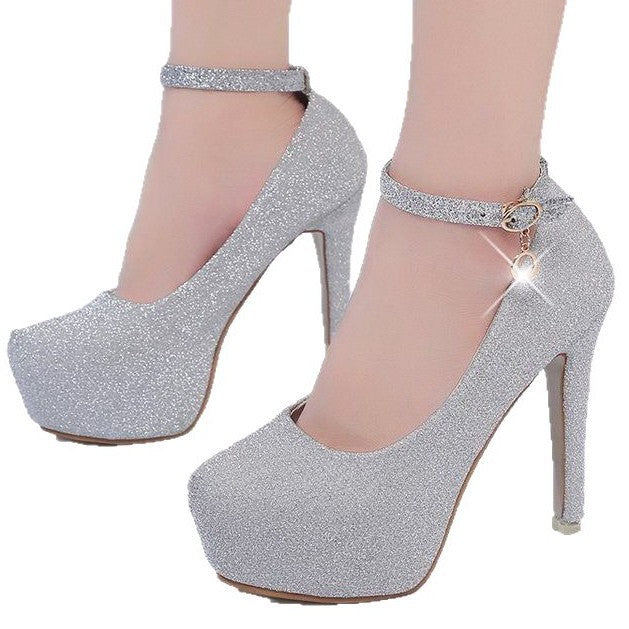 Damen Glitzernde Plateau-Pumps mit Feinem Riemchen und Elegantem Schmuckdetail Heidi-Mode - Image 5