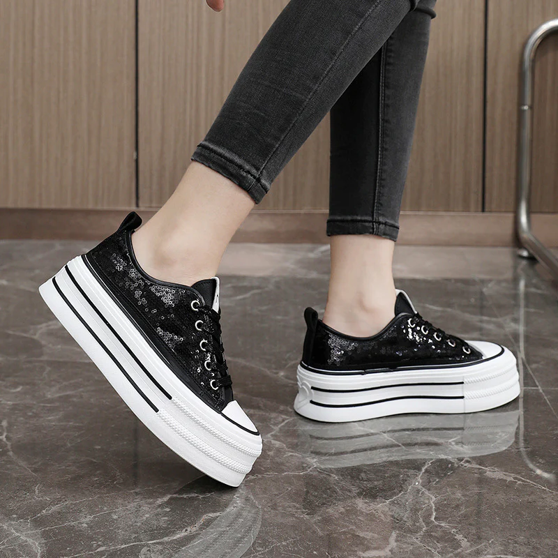 Damen Glitzernde Plateau Sneakers mit komfortablem Design Heidi Mode - Image 3