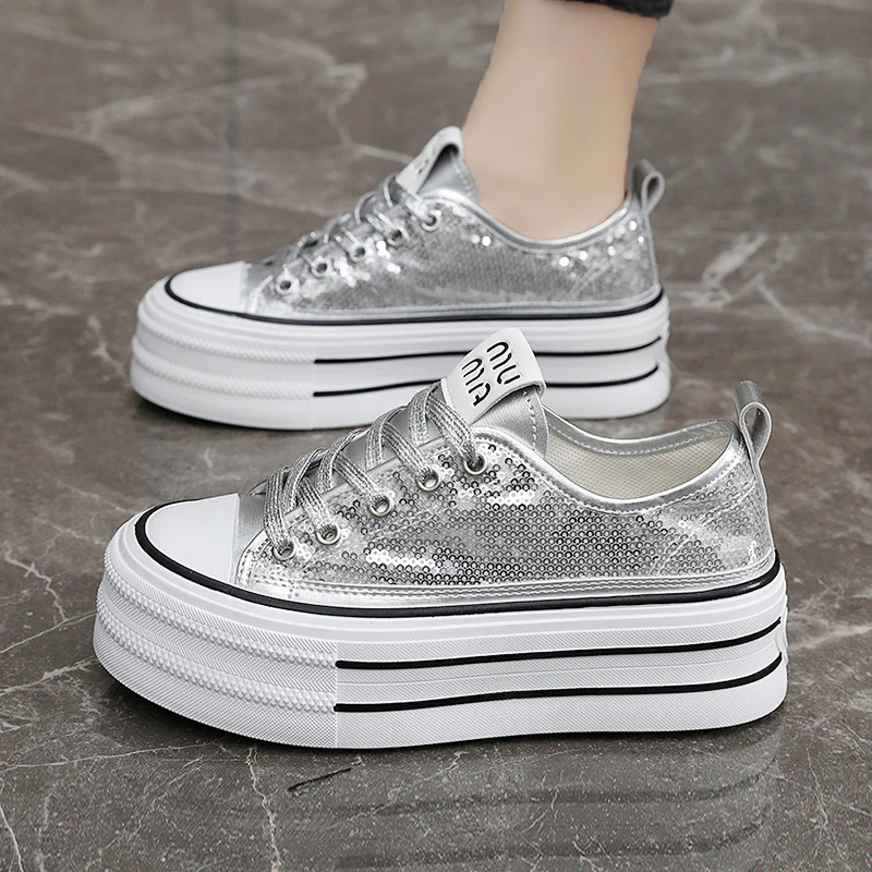 Damen Glitzernde Plateau Sneakers mit komfortablem Design Heidi Mode - Image 4