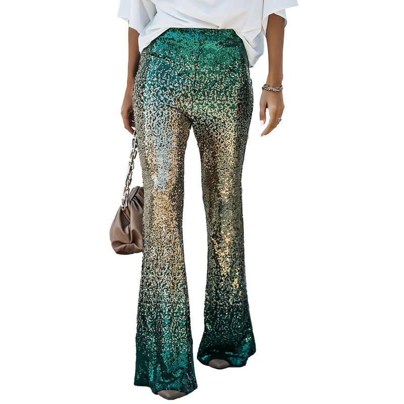 Damen Glitzernde Schlaghose mit Luxuriösem Pailletten-Muster Heidi-Mode - Image 9