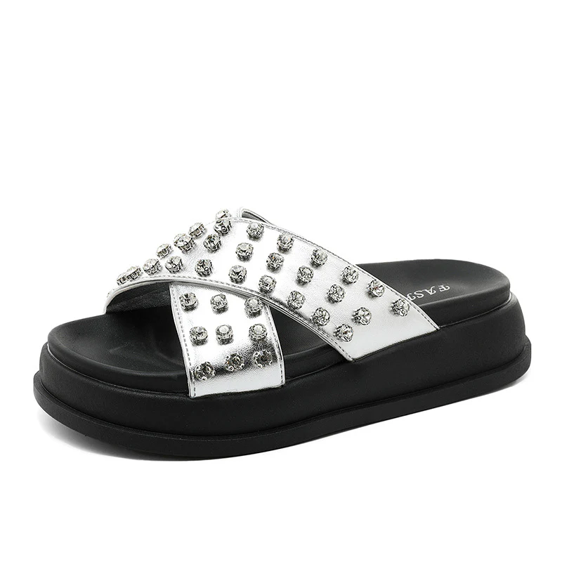 Damen Glitzernde Schlappen mit modischem Riemendesign und rutschfester Sohle Heidi Mode - Image 5