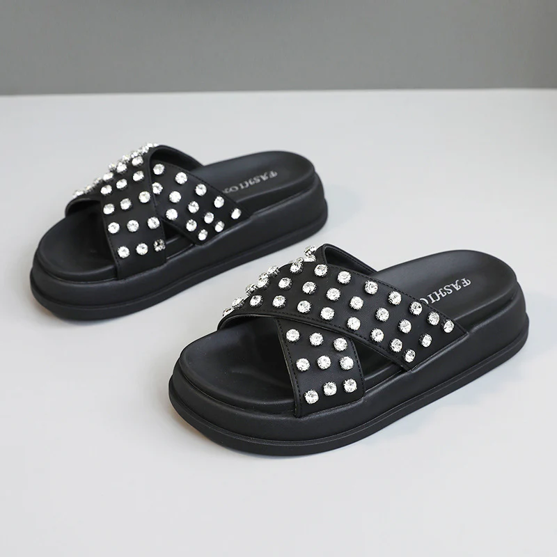 Damen Glitzernde Schlappen mit modischem Riemendesign und rutschfester Sohle Heidi Mode - Image 6