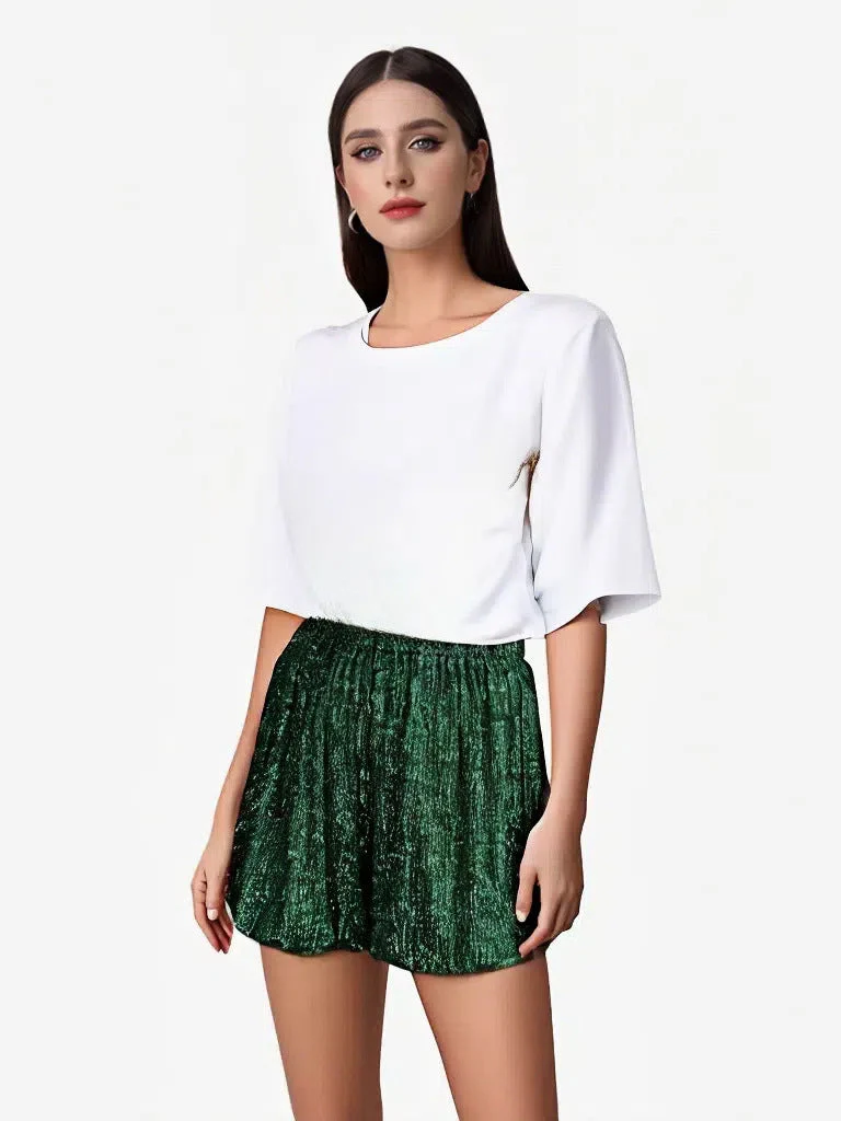 Damen Glitzernde Shorts mit Elastischem Bund Heidi-Mode - Image 7
