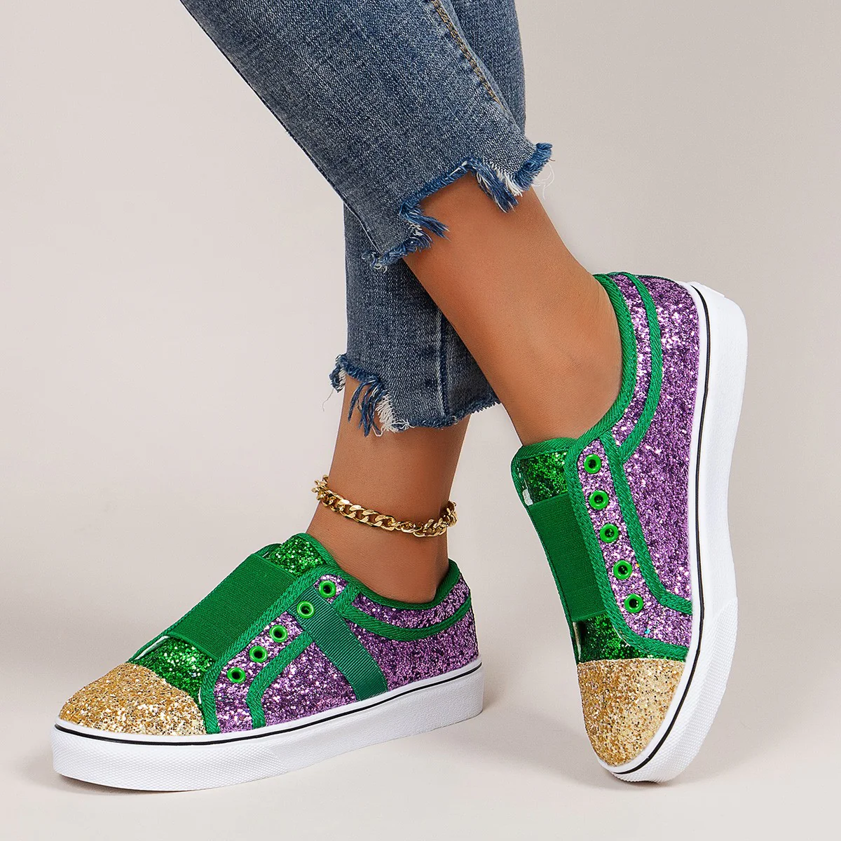 Damen Glitzernde Slip-On Sneaker Heidi Mode - Image 2