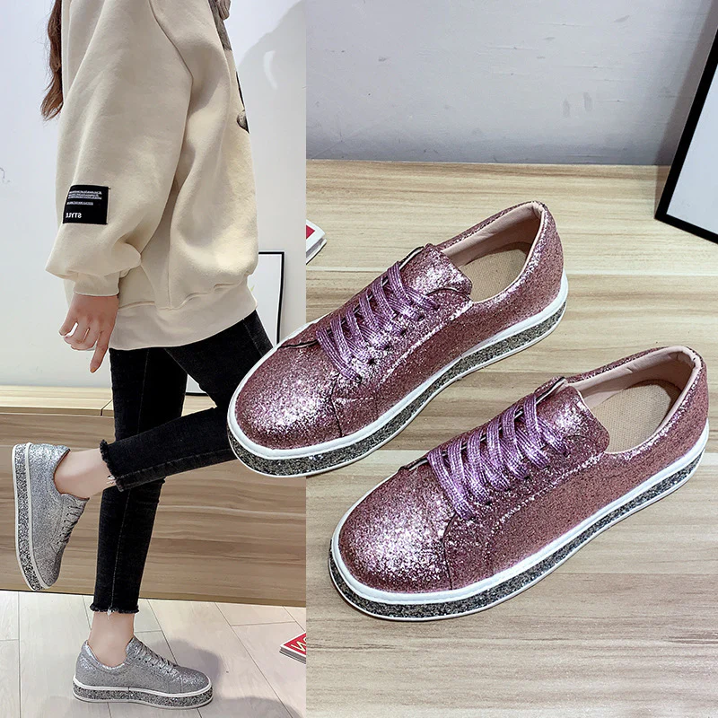 Damen Glitzernde Sneakers mit komfortablem Plateau Heidi Mode - Image 2