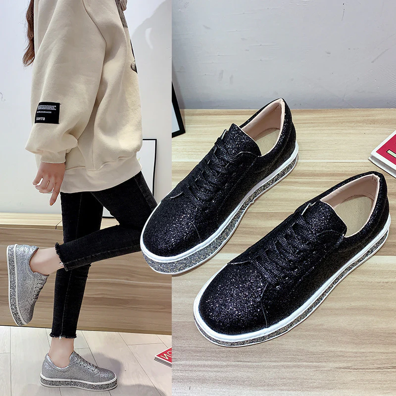 Damen Glitzernde Sneakers mit komfortablem Plateau Heidi Mode - Image 3