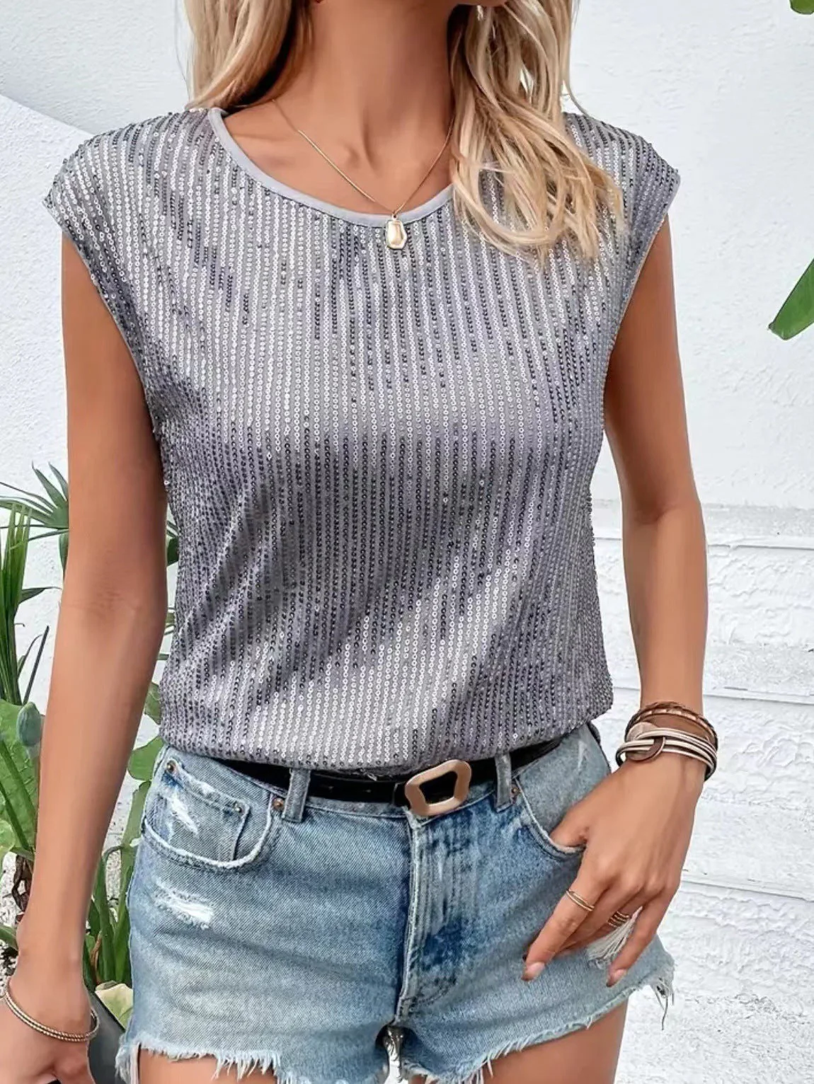 Damen Glitzerndes Oberteil mit Lässigem Schnitt Heidi-Mode - Image 6