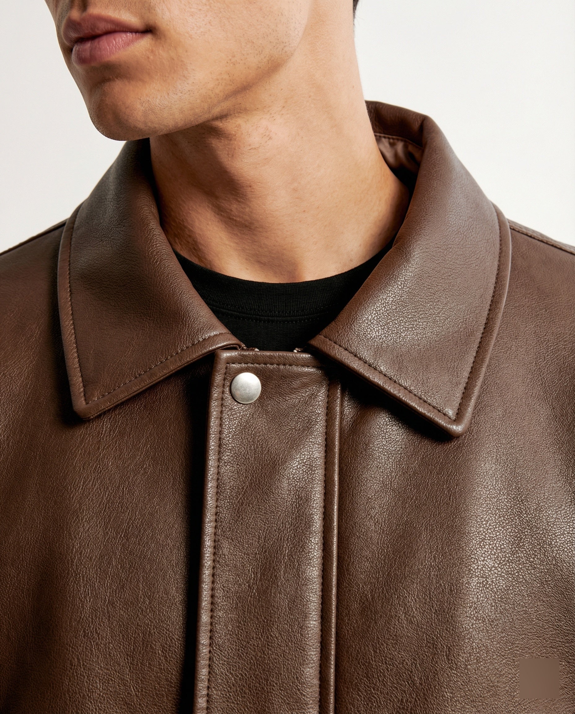 Damen grainierte Nappa-Optik Blousonjacke mit Hemdkragen elastischem Saum und verdeckter Druckknopfleiste Heidi-Mode - Image 3