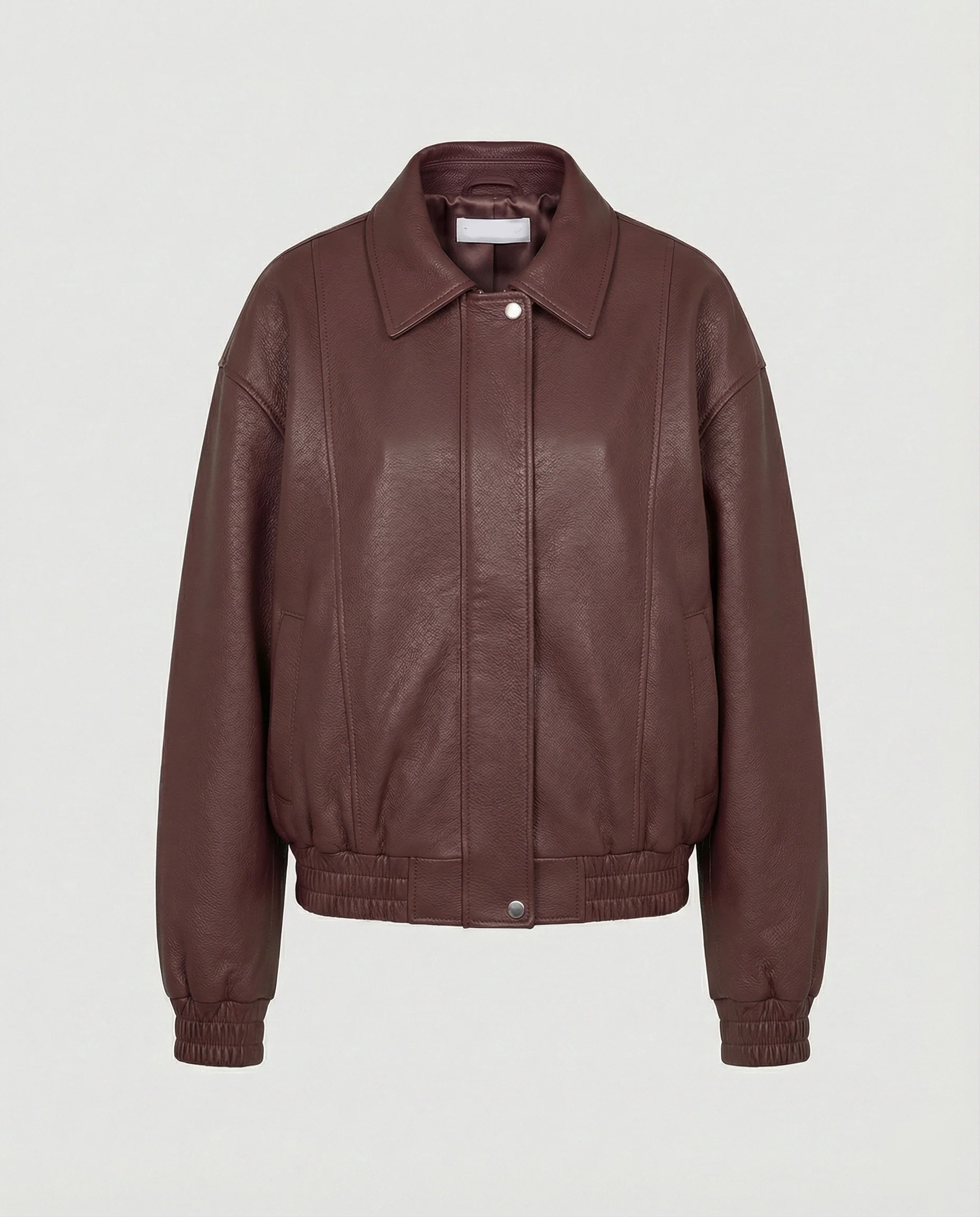 Damen grainierte Nappa-Optik Blousonjacke mit Hemdkragen elastischem Saum und verdeckter Druckknopfleiste Heidi-Mode - Image 5