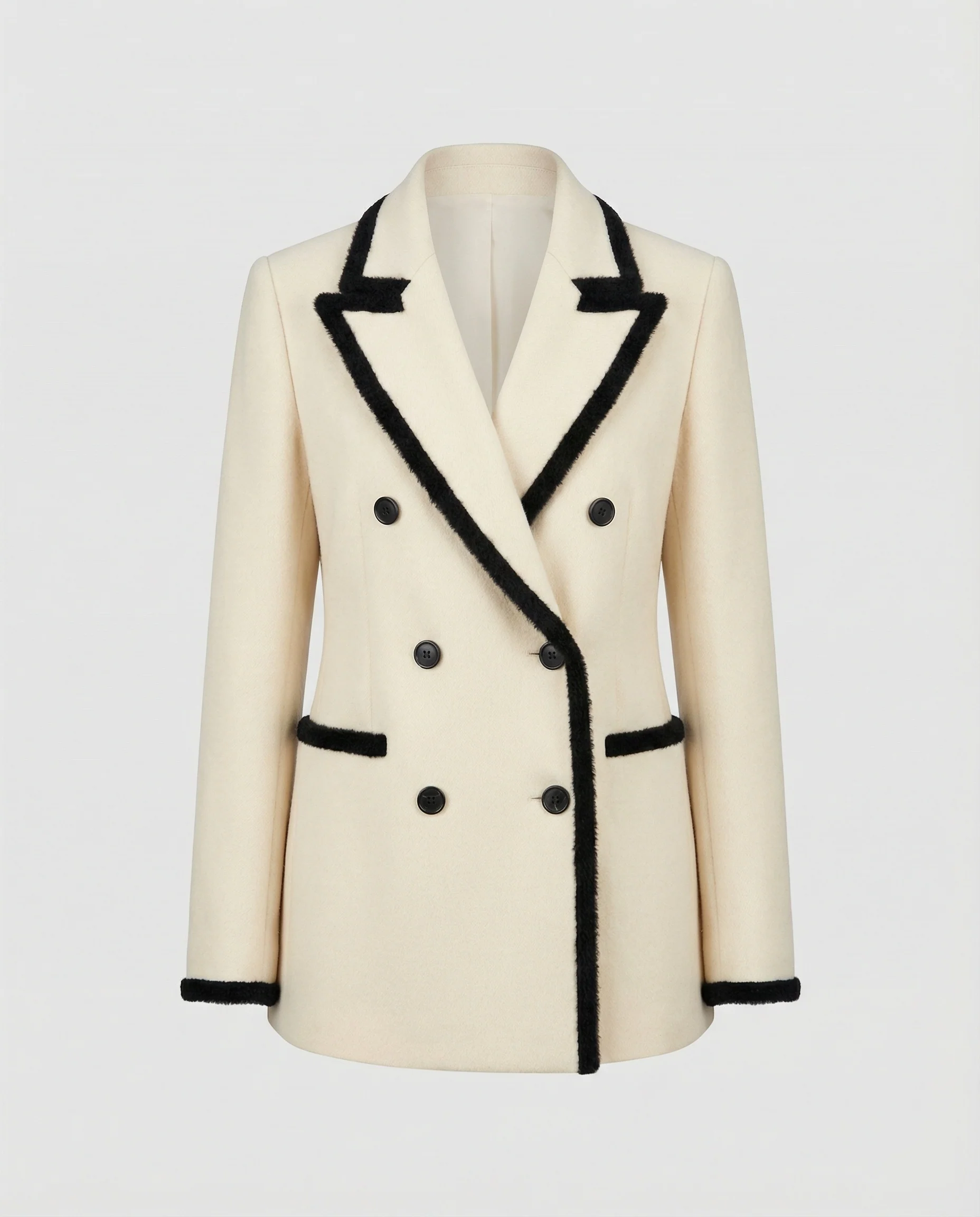 Damen Grobstrickjacke Damen weit geschnittener Doppelreiher Mantelblazer aus Flauschgarn mit Reverskragen und Pattentaschen Heidi-Mode - Image 5