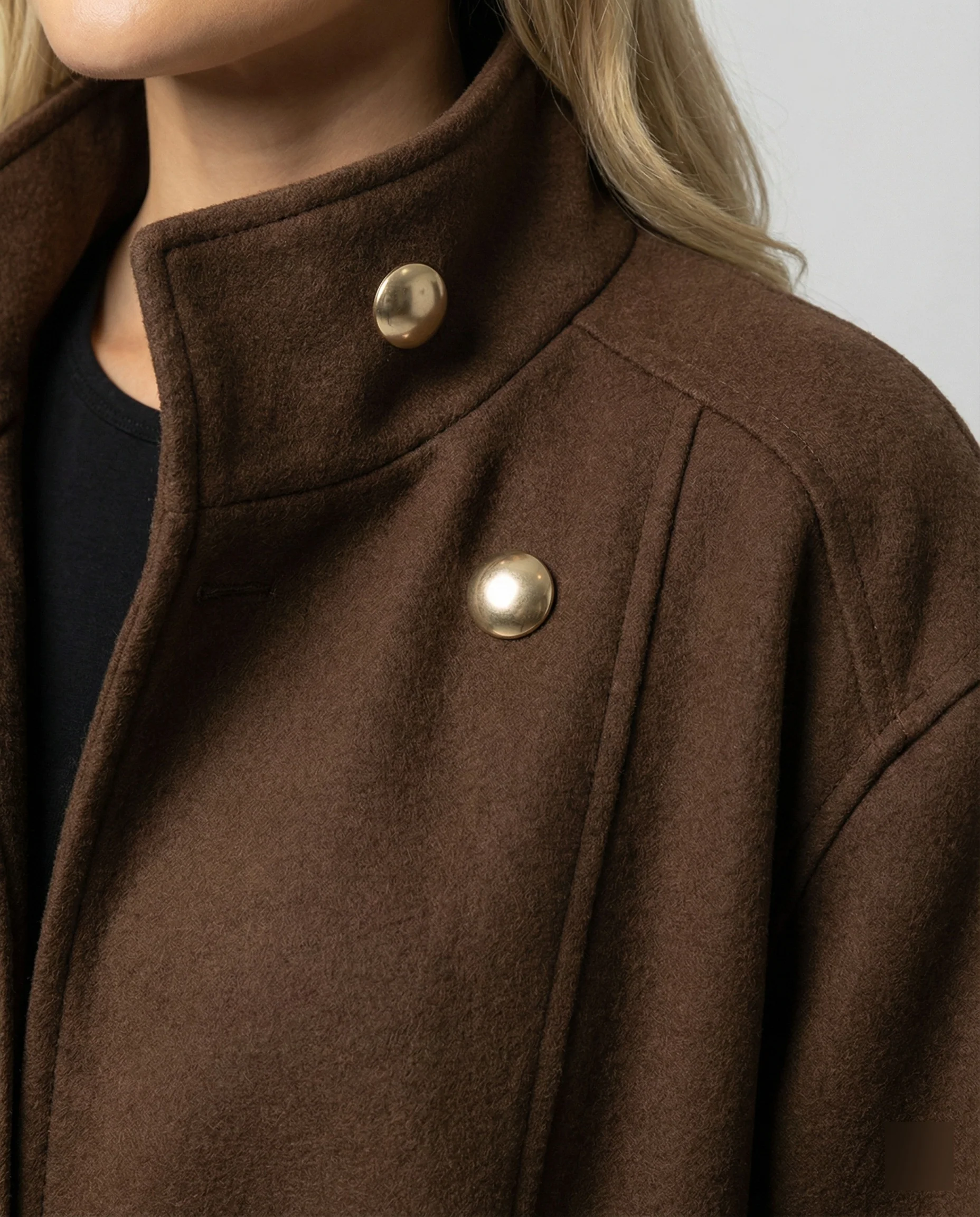 Damen Günstige Strickjacke Damen Slim kurzer Wollmix-Mantel mit Bindegürtel und Stehkragen Heidi Mode - Image 2