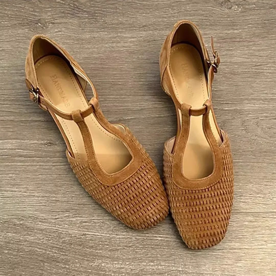 Damen Halbschuhe mit eleganter T-Strap und geflochtenem Design Heidi Mode - Image 2