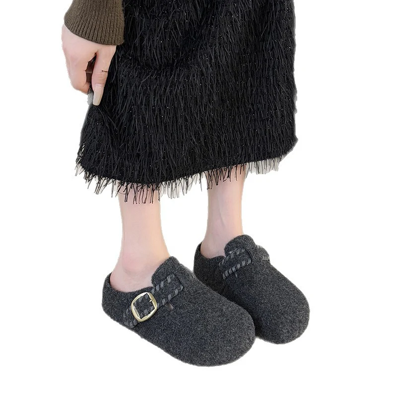 Damen Hausschuhe aus warmem Filz mit modischer Schnallenverzierung Heidi Mode - Image 5