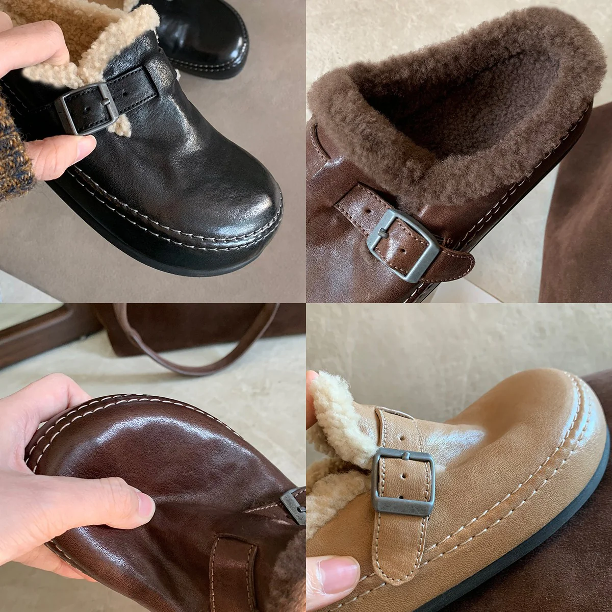 Damen Hausschuhe mit flauschigem Innenfutter und verstellbarem Riemen Heidi Mode - Image 2