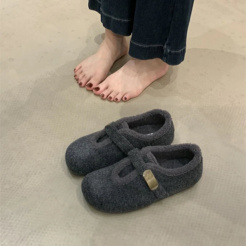 Damen Hausschuhe mit weichem Fleece-Innenfutter und modischem Schnallenverschluss Heidi Mode
