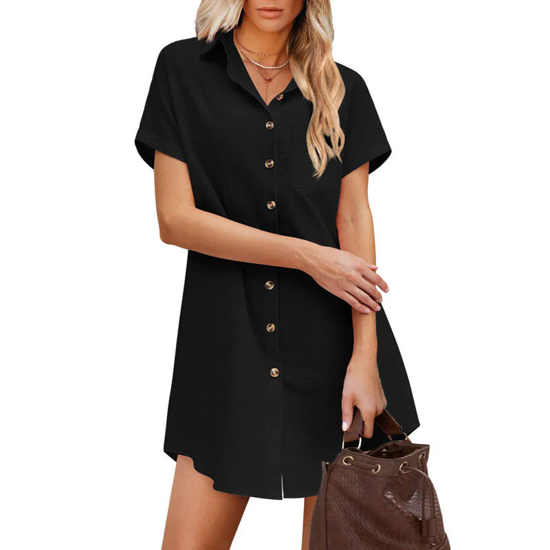 Damen Hemdblusenkleid Aus Strapazierfähigem Leinenmix mit Knopfdetail und Brusttasche Heidi-Mode - Image 3