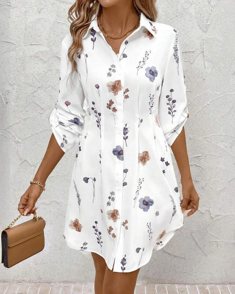 Damen Hemdblusenkleid mit floralen Akzenten und komfortablem Schnitt Heidi-Mode - Image 3