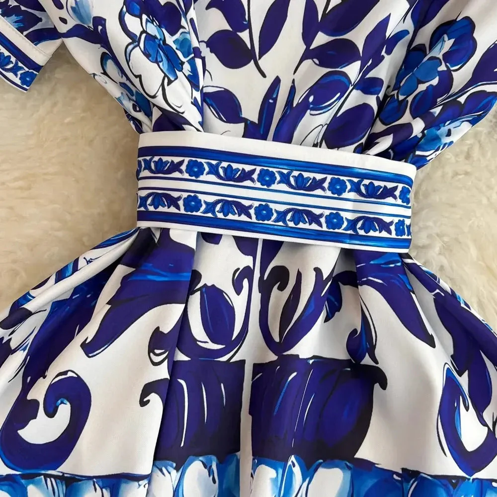 Damen Hemdkleid mit Floralem Druck und Taillierbarem Bindegürtel Heidi-Mode - Image 2