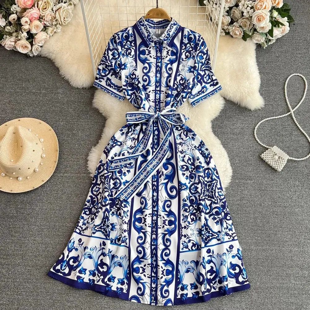 Damen Hemdkleid mit Floralem Druck und Taillierbarem Bindegürtel Heidi-Mode - Image 6