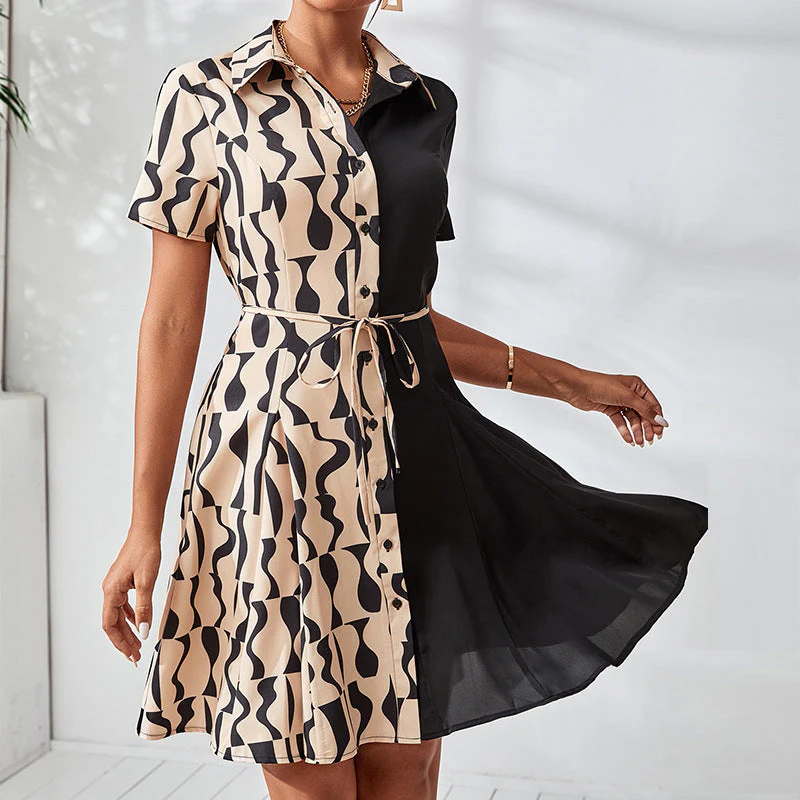 Damen Hemdkleid mit Modernem Mustermix und Taillierbarem Gürtel Heidi-Mode - Image 4