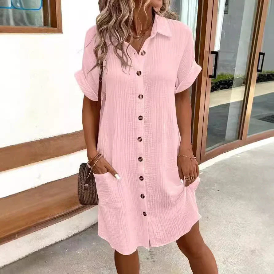 Damen Hemdkleid mit Praktischen Taschen und Dekorativen Knöpfen Heidi-Mode - Image 2