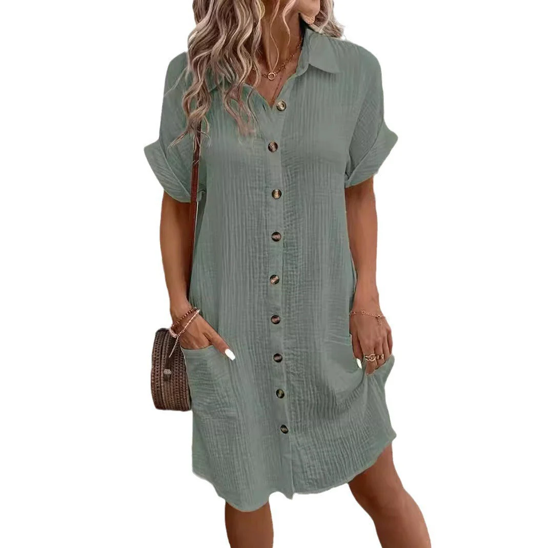 Damen Hemdkleid mit Praktischen Taschen und Dekorativen Knöpfen Heidi-Mode - Image 5